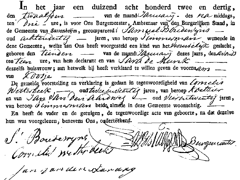 18320112 geb akte Koosje dv S Boudewijns - S d Munk